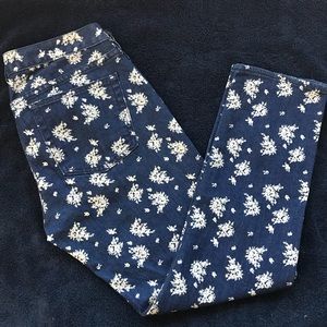 J Crew Cropped Floral Print Jeans